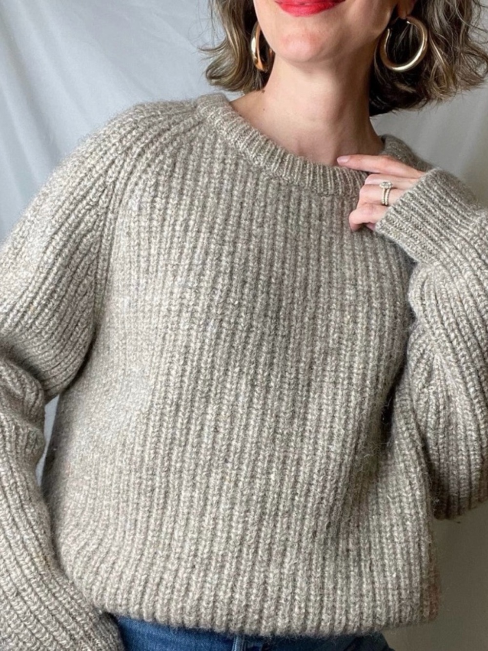 Vintage Donegal wool chunky ribbed knit fisherman pullover sweater Irish Aran XL